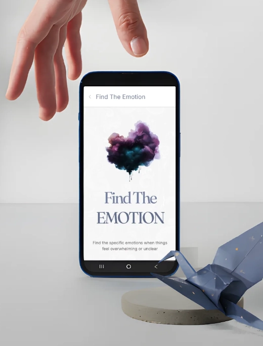 Find The Emotion App displayed on a mobile phone screen